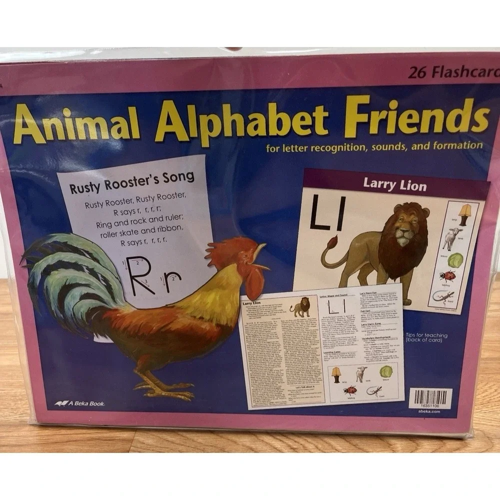 Abeka Animal Alphabet Friends 26 Flashcards XL Size 12 x 15.5